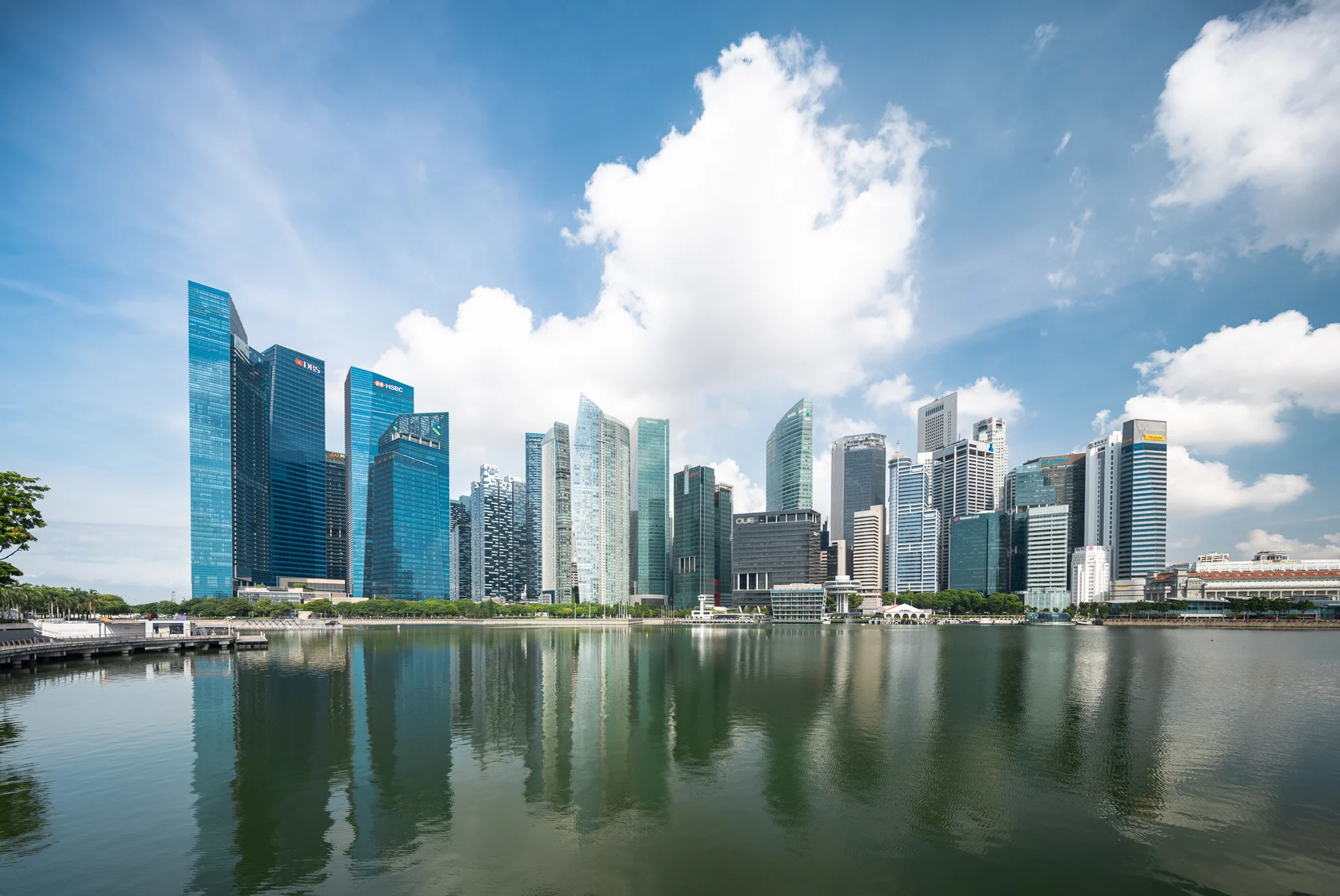 Modern office lobby at Marina Bay Financial Centre MBFC Tower 1 Singapore